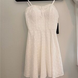 Chic White Eyelet Mini Dress